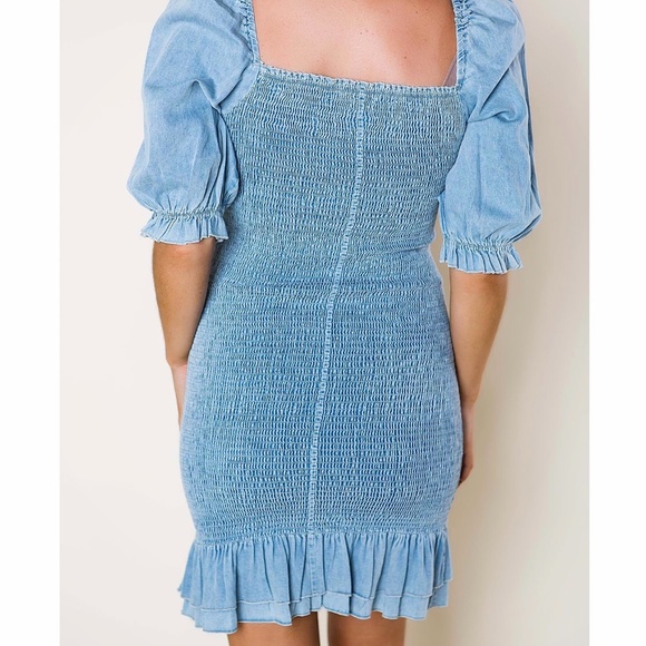 🌸Tea N Rose Soft Denim Mini Stretch Dress Spring Break Various Sizes - Picture 3 of 8